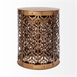 Pemberly Row 16x15 Set of Two Cylindrical Gold Metal Accent Tables