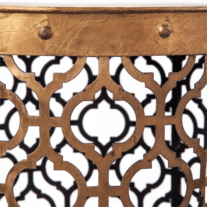 Pemberly Row 16x15 Set of Two Cylindrical Gold Metal Accent Tables
