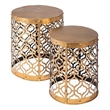 Pemberly Row 16x15 Set of Two Cylindrical Gold Metal Accent Tables