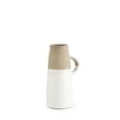 Pemberly Row Farmhouse Small Two-Toned White/Natural Ceramic Jug