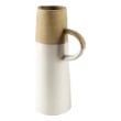 Pemberly Row Farmhouse Medium Two-Toned White/Natural Ceramic Jug