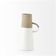Pemberly Row Farmhouse Medium Two-Toned White/Natural Ceramic Jug