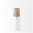 Pemberly Row Farmhouse Medium Two-Toned White/Natural Ceramic Jug