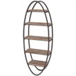 Pemberly Row Oval Shape Wall Shelf in Brown and Black Metal Frame