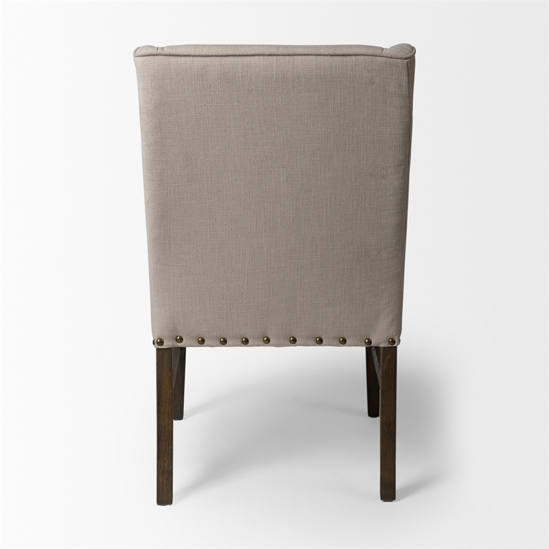 Pemberly Row Cream Fabric Wrap Solid Brown Wood Frame Dining Chair