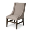 Pemberly Row Cream Fabric Wrap Solid Brown Wood Frame Dining Chair