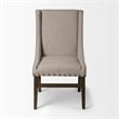 Pemberly Row Cream Fabric Wrap Solid Brown Wood Frame Dining Chair