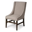 Pemberly Row Cream Fabric Wrap Solid Brown Wood Frame Dining Chair