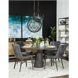 Pemberly Row Black Leather Seat Black Metal Frame Dining Chair