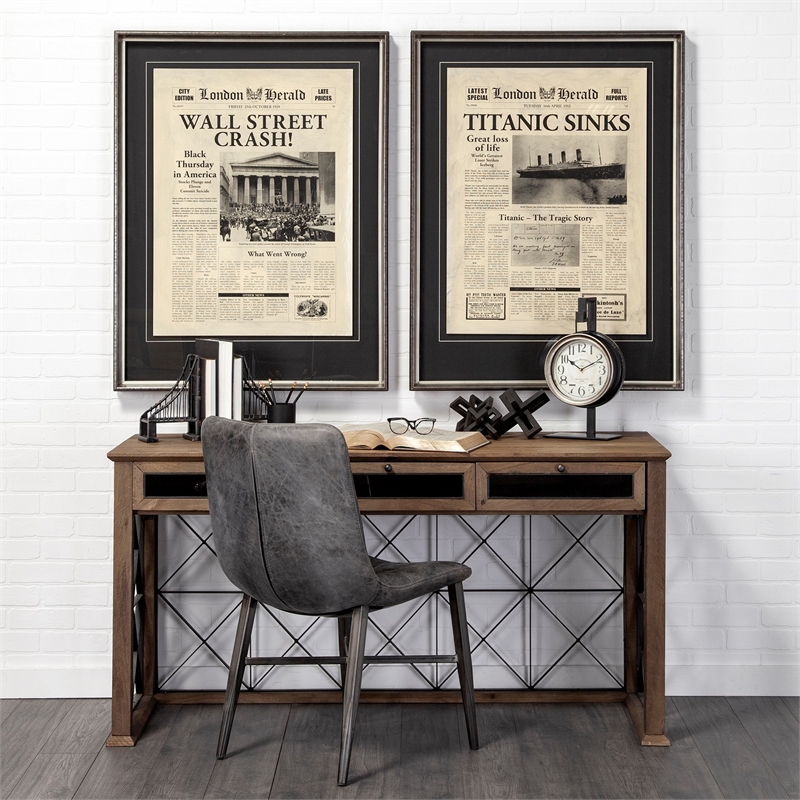 Pemberly Row Black Leather Seat Black Metal Frame Dining Chair