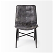 Pemberly Row Black Leather Seat Black Metal Frame Dining Chair