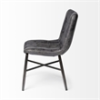 Pemberly Row Black Leather Seat Black Metal Frame Dining Chair