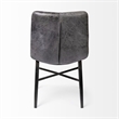 Pemberly Row Black Leather Seat Black Metal Frame Dining Chair