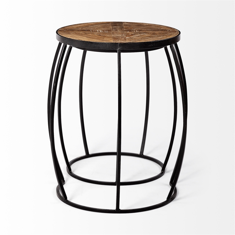 Pemberly Row Set of Two Round Top Brown Wooden Nesting Accent Tables