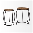 Pemberly Row Set of Two Round Top Brown Wooden Nesting Accent Tables