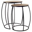 Pemberly Row Set of Two Round Top Brown Wooden Nesting Accent Tables
