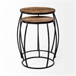 Pemberly Row 20x26 Set of Two Round Top Brown Wooden Nesting Accent Tables