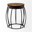 Pemberly Row 20x26 Set of Two Round Top Brown Wooden Nesting Accent Tables