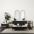 Pemberly Row Contemporary Black Metal Mirrored Base Round Tray