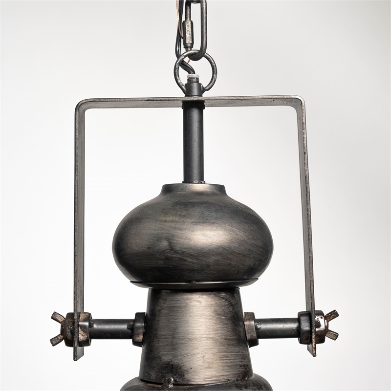 Pemberly Row Modern Farmhouse Metal Dome Pendant Light in Brown