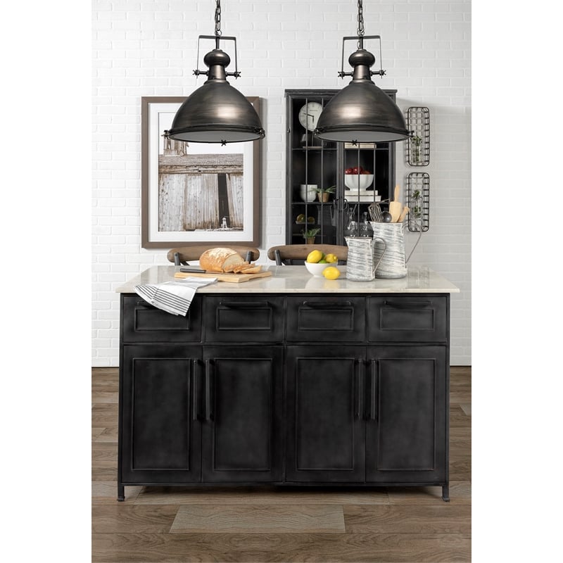 Pemberly Row Modern Farmhouse Metal Dome Pendant Light in Brown