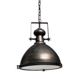 Pemberly Row Modern Farmhouse Metal Dome Pendant Light in Brown
