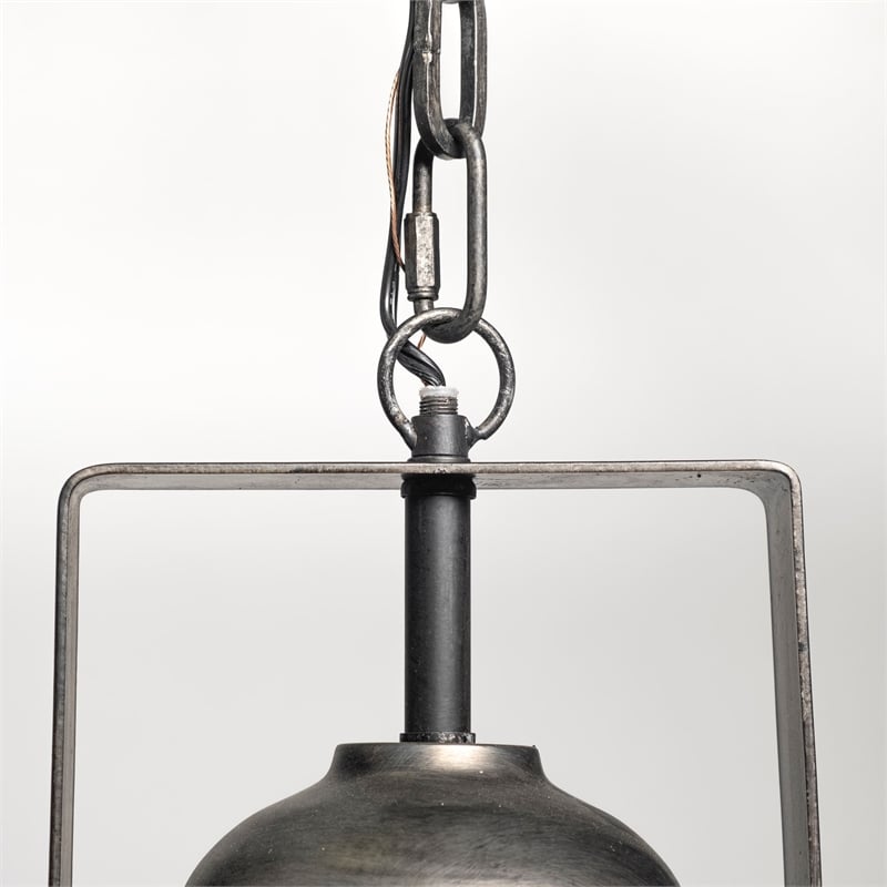 Pemberly Row Modern Farmhouse Metal Dome Pendant Light in Brown