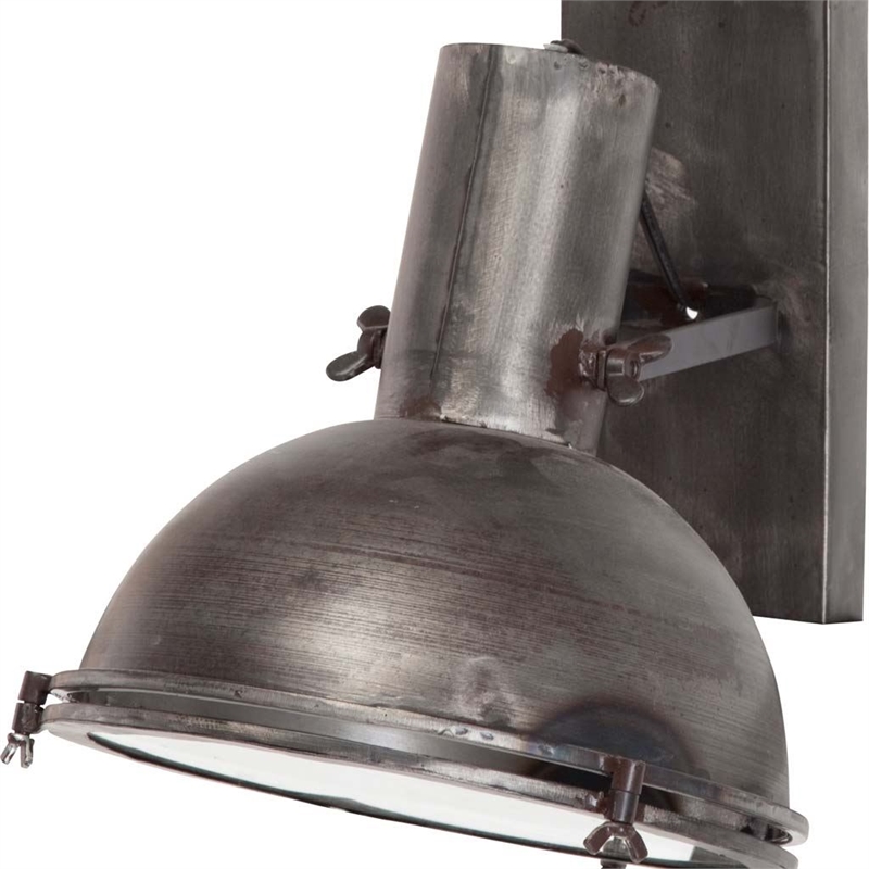 Pemberly Row Contemporary 10.3x12 Gray Metal Dome Shade Wall Sconce
