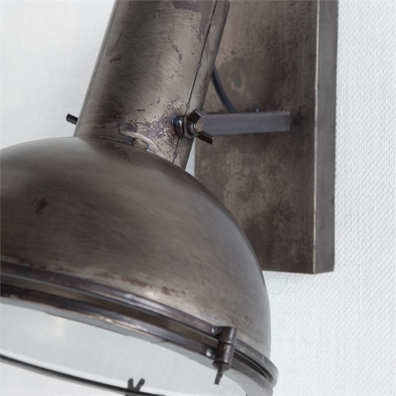 Pemberly Row Contemporary 10.3x12 Gray Metal Dome Shade Wall Sconce