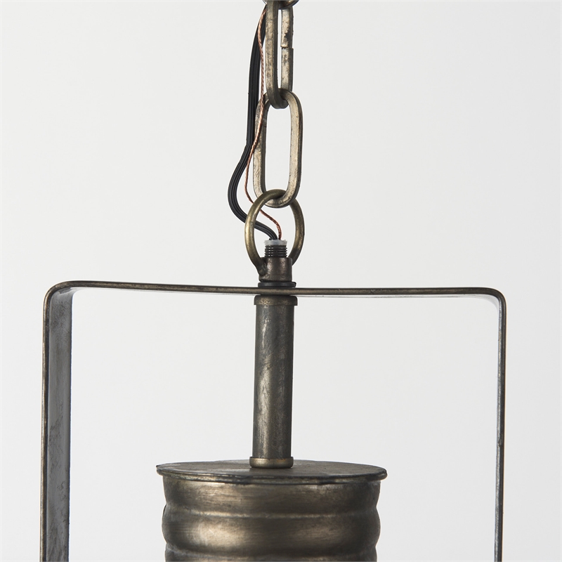 Pemberly Row Contemporary 12.5x18.5 Gray Metal Caged Bulb Pendant Light
