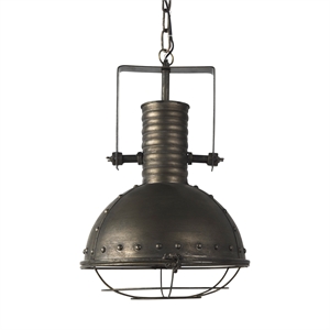 Pemberly Row Contemporary 12.5x18.5 Gray Metal Caged Bulb Pendant Light