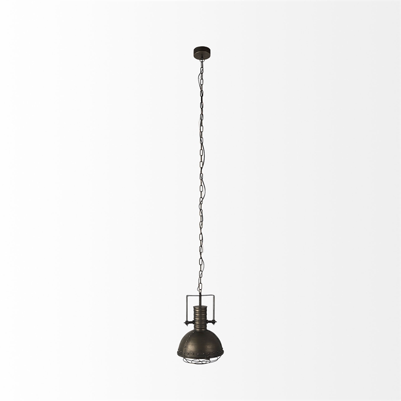 Pemberly Row Contemporary 12.5x18.5 Gray Metal Caged Bulb Pendant Light