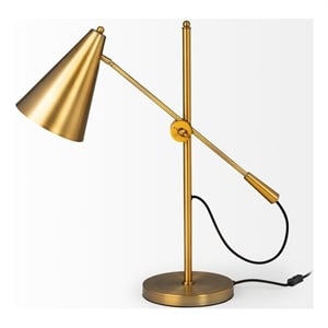 Pemberly Row 26&quotH Gold-Tone Metal Adjustable Cone Shade Table Lamp
