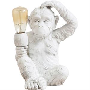 Pemberly Row Contemporary 12&quotH White Resin Playful Monkey Table Lamp