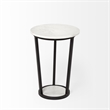 Pemberly Row 15x20.9 Round White Marble Top & Black Metal Frame Table