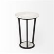 Pemberly Row 15x20.9 Round White Marble Top & Black Metal Frame Table