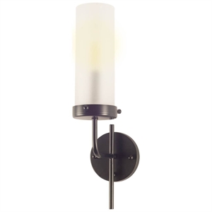 Pemberly Row 8x20 Gray Metal Cylindrical Glass Shade Wall Sconce