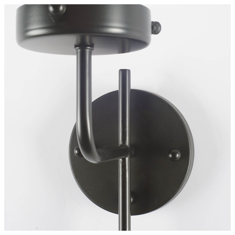 Pemberly Row 8x20 Gray Metal Cylindrical Glass Shade Wall Sconce