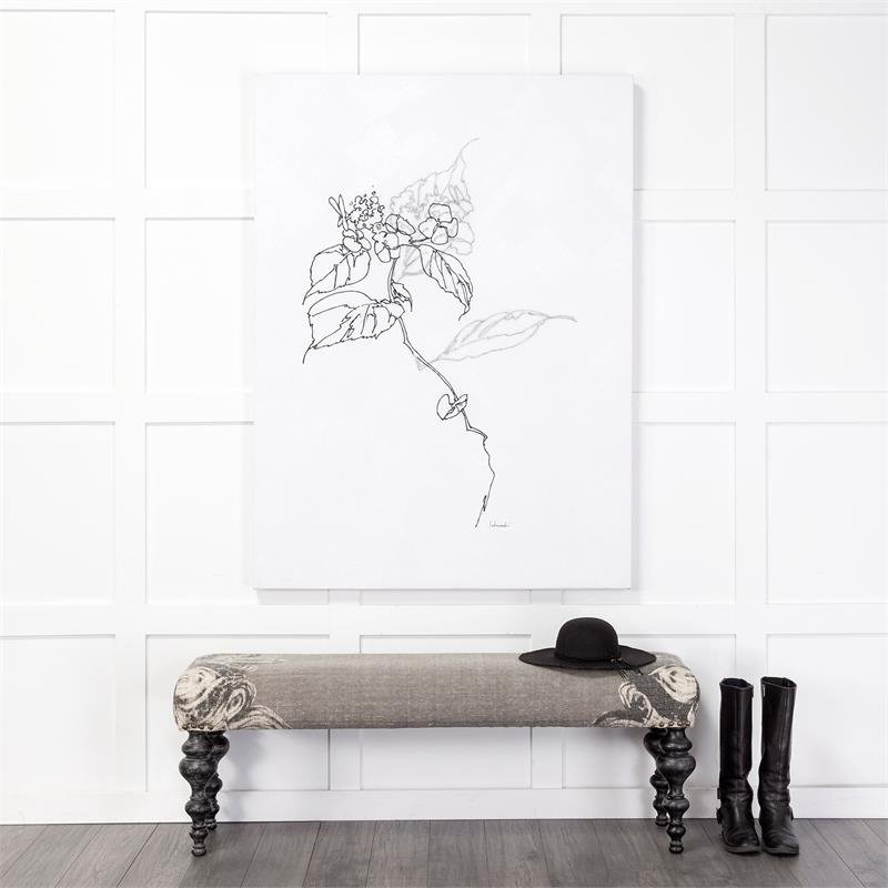 Pemberly Row 55x18 Upholstered Gray Frabric Seat/Dark Wood Legs Accent Bench