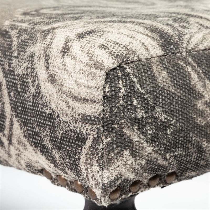 Pemberly Row 55x18 Upholstered Gray Frabric Seat/Dark Wood Legs Accent Bench