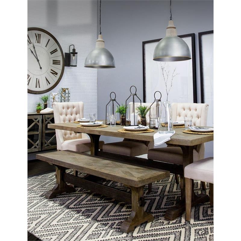 Pemberly Row Cream Linen Fabric Covering Ash Solid Wood Base Dining Chair