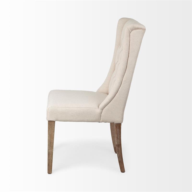 Pemberly Row Cream Linen Fabric Covering Ash Solid Wood Base Dining Chair