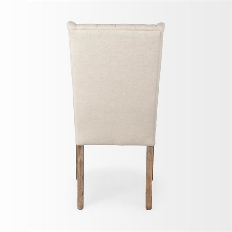 Pemberly Row Cream Linen Fabric Covering Ash Solid Wood Base Dining Chair