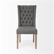 Pemberly Row Gray Plush Covering Brown Solid Wood Base Dining Chair