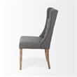 Pemberly Row Gray Plush Covering Brown Solid Wood Base Dining Chair
