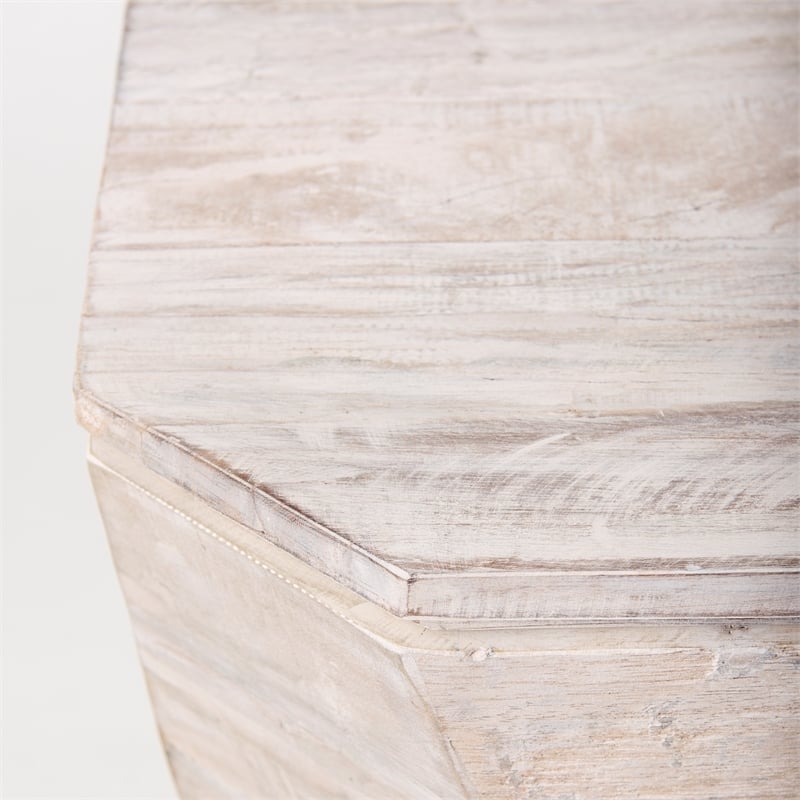 Pemberly Row 23Lx21Wx20H Octagonal Light Brown Solid Wood Side/End Table