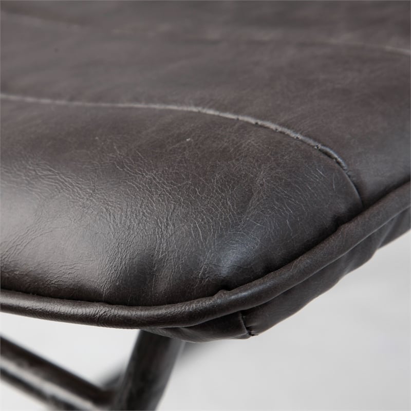 Pemberly Row Black Faux-Leather Black Metal Dining Chair (Set of 2)