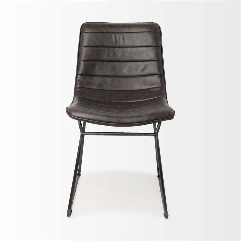Pemberly Row Black Faux-Leather Black Metal Dining Chair (Set of 2)