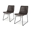 Pemberly Row Black Faux-Leather Black Metal Dining Chair (Set of 2)