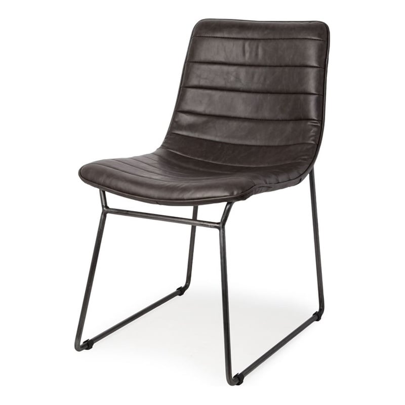 Pemberly Row Black Faux-Leather Black Metal Dining Chair (Set of 2)
